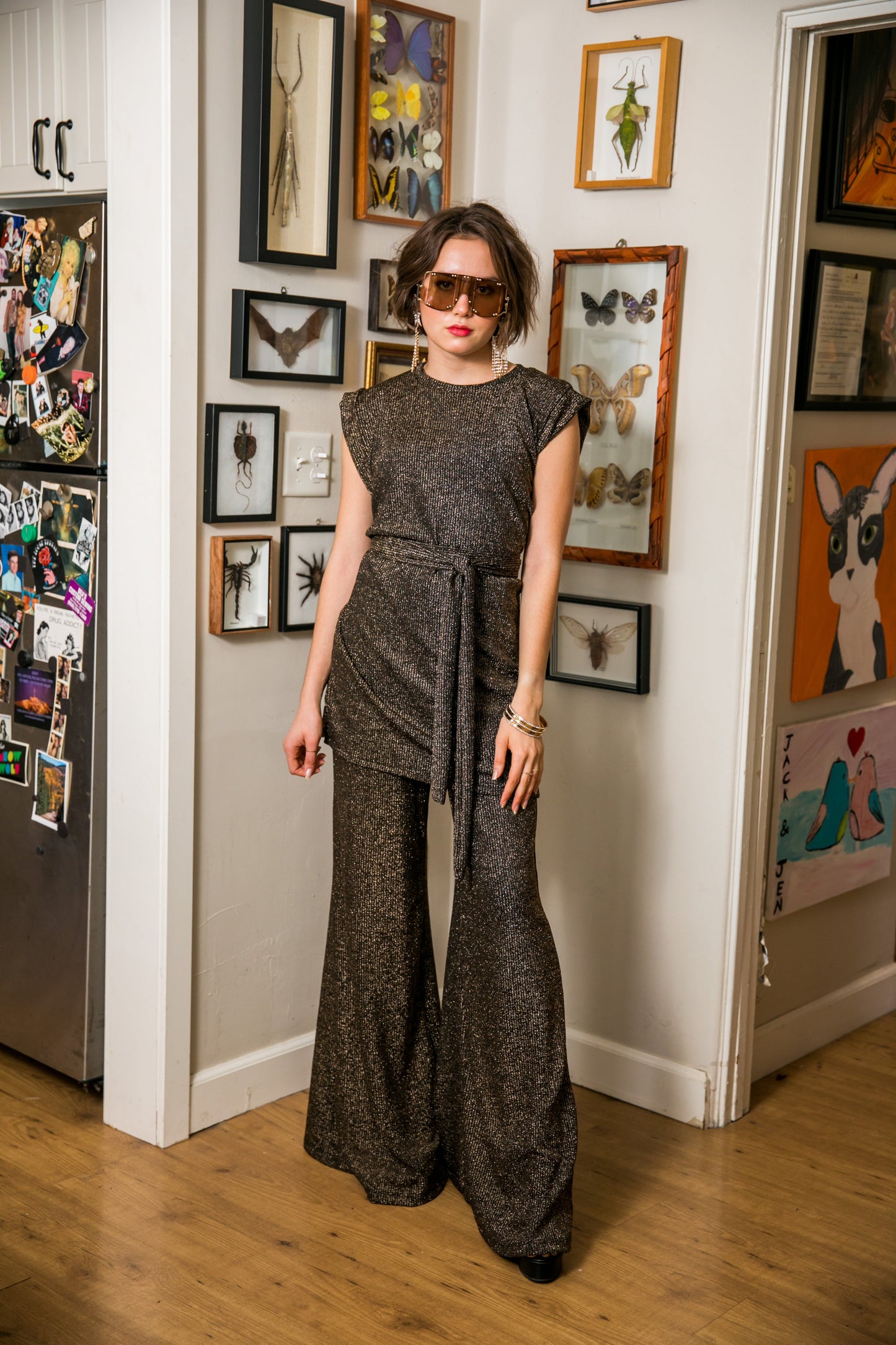 Aura Gold Tunic & Palazzo Pant Set