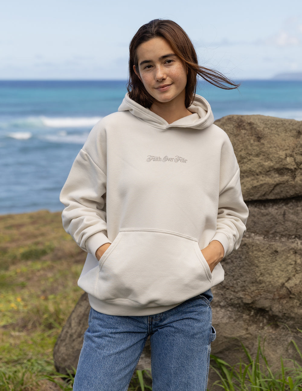 Faith Over Fear Taupe Unisex Hoodie